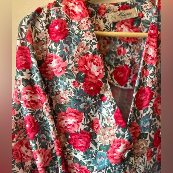 Vintage floral top long sleeve Demmans Classics 14/M - Picture 2 of 6